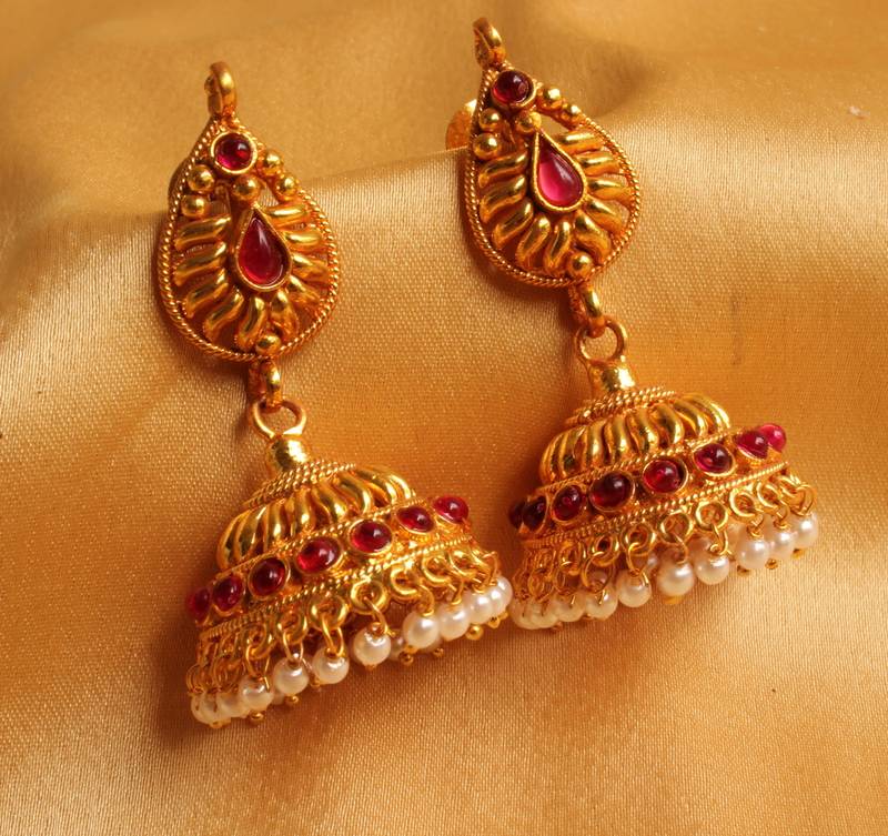 Gorgeous Antique Real Kemp Jhumkas DREAMJWELL 397198