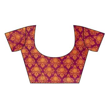 Wine printed cotton silk saree with blouse 5
