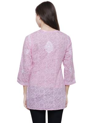 Pink embroidered brasso chiffon tops 2