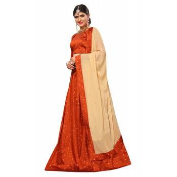 Designer Orange  Tafeta Silk Semi Stitched Lehenga With Unstitched Choli & Dupatta 3