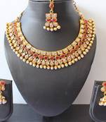 Gorgeous Polki Kemp Necklace Set With Maang Tikka