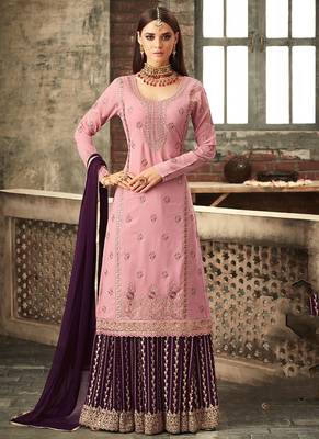 Light-pink embroidered georgette salwar 1