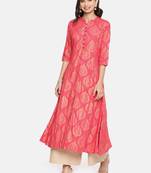Coral printed viscose rayon ethnic kurtis