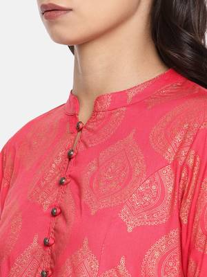 Coral printed viscose rayon ethnic kurtis 2
