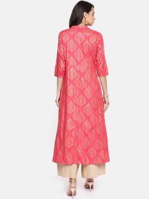 Coral printed viscose rayon ethnic kurtis 3