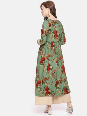 Emerald printed viscose rayon ethnic kurtis 3