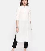 White plain cotton ethnic kurtis
