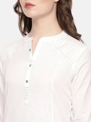 White plain cotton ethnic kurtis 2