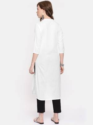 White plain cotton ethnic kurtis 3