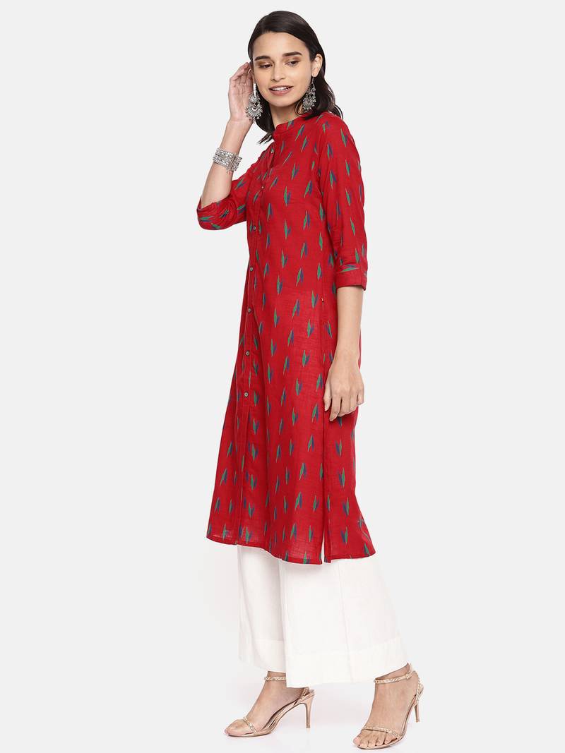 Red printed cotton ethnic kurtis Alena 2946328