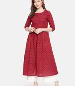 Red printed cotton ethnic kurtis