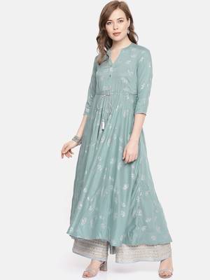 Emerald printed viscose rayon ethnic kurtis 1