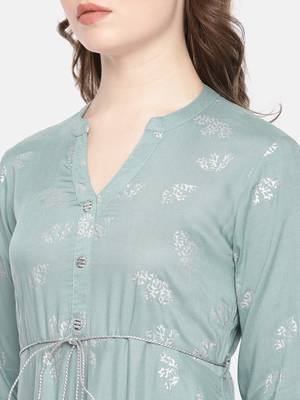 Emerald printed viscose rayon ethnic kurtis 2