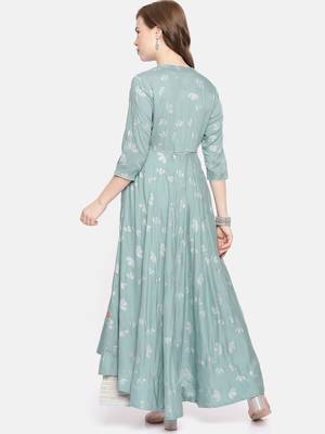 Emerald printed viscose rayon ethnic kurtis 3