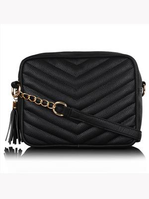 Lychee Bags Black PU Quilted Sling Bag 1