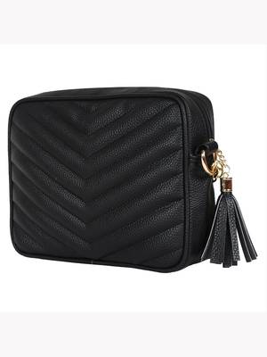 Lychee Bags Black PU Quilted Sling Bag 2