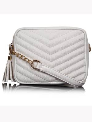 Lychee Bags White PU Quilted Sling Bag 1