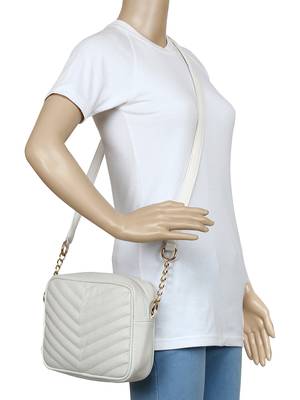 Lychee Bags White PU Quilted Sling Bag 5