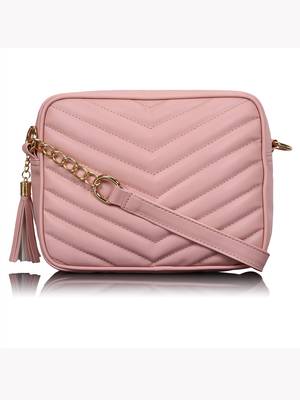 Lychee Bags Peach PU Quilted Sling Bag 1