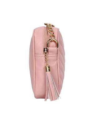 Lychee Bags Peach PU Quilted Sling Bag 2