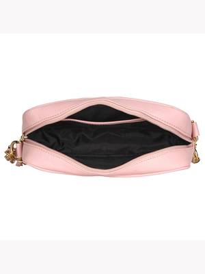 Lychee Bags Peach PU Quilted Sling Bag 4