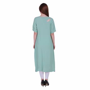 Sky Blue Printed Crepe Party Wear Kurti 4