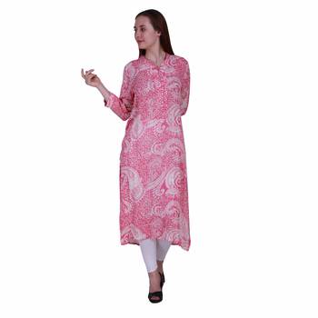 Red Embroidered Rayon Party Wear Kurti 1