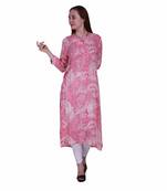 Red Embroidered Rayon Party Wear Kurti