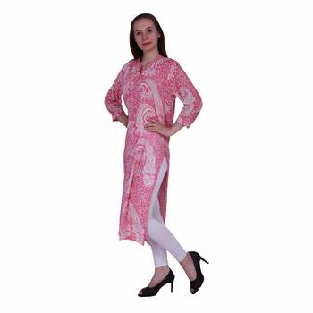 Red Embroidered Rayon Party Wear Kurti 2