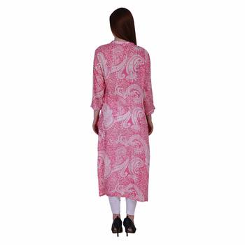Red Embroidered Rayon Party Wear Kurti 4