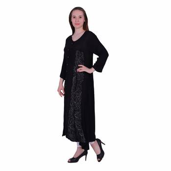 Black Embroidered Rayon Ethnic Kurti For Women 2