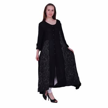 Black Embroidered Rayon Ethnic Kurti For Women 3