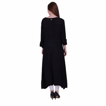 Black Embroidered Rayon Ethnic Kurti For Women 4