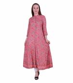 Red Printed Rayon Party Wear Kurti