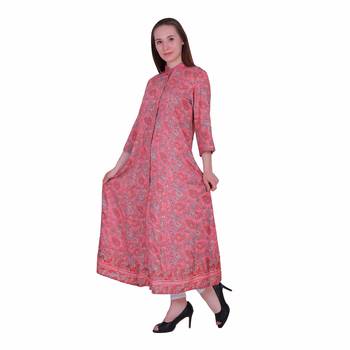 Red Printed Rayon Party Wear Kurti 2