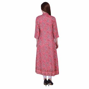 Red Printed Rayon Party Wear Kurti 4