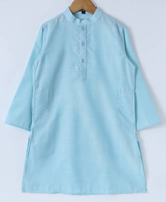 Blue plain cotton poly boys-kurta-pyjama 2