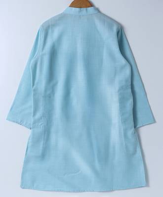 Blue plain cotton poly boys-kurta-pyjama 3