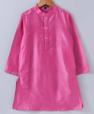 Pink plain cotton poly boys-kurta-pyjama 2