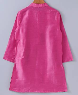 Pink plain cotton poly boys-kurta-pyjama 3
