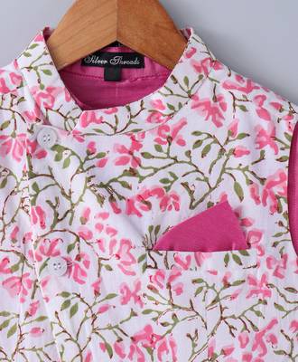 Pink plain cotton poly boys-kurta-pyjama 5