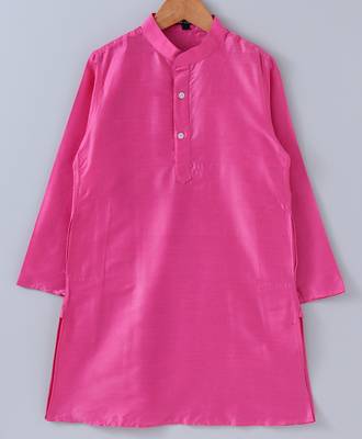 Pink plain cotton poly boys-kurta-pyjama 2