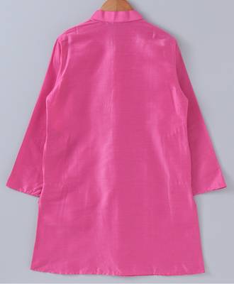 Pink plain cotton poly boys-kurta-pyjama 3