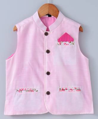 Pink plain cotton poly boys-kurta-pyjama 4