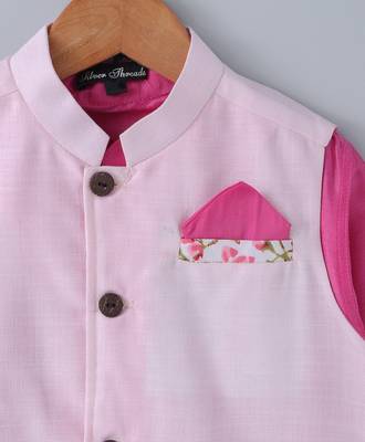 Pink plain cotton poly boys-kurta-pyjama 5