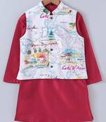 Red plain cotton poly boys-kurta-pyjama
