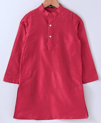 Red plain cotton poly boys-kurta-pyjama 2