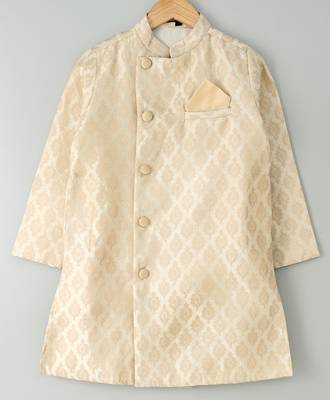 Gold woven brocade boys sherwani 2