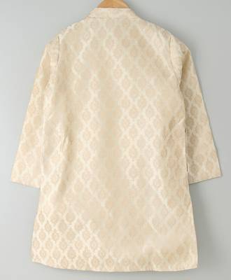 Gold woven brocade boys sherwani 3