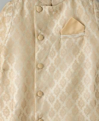 Gold woven brocade boys sherwani 5